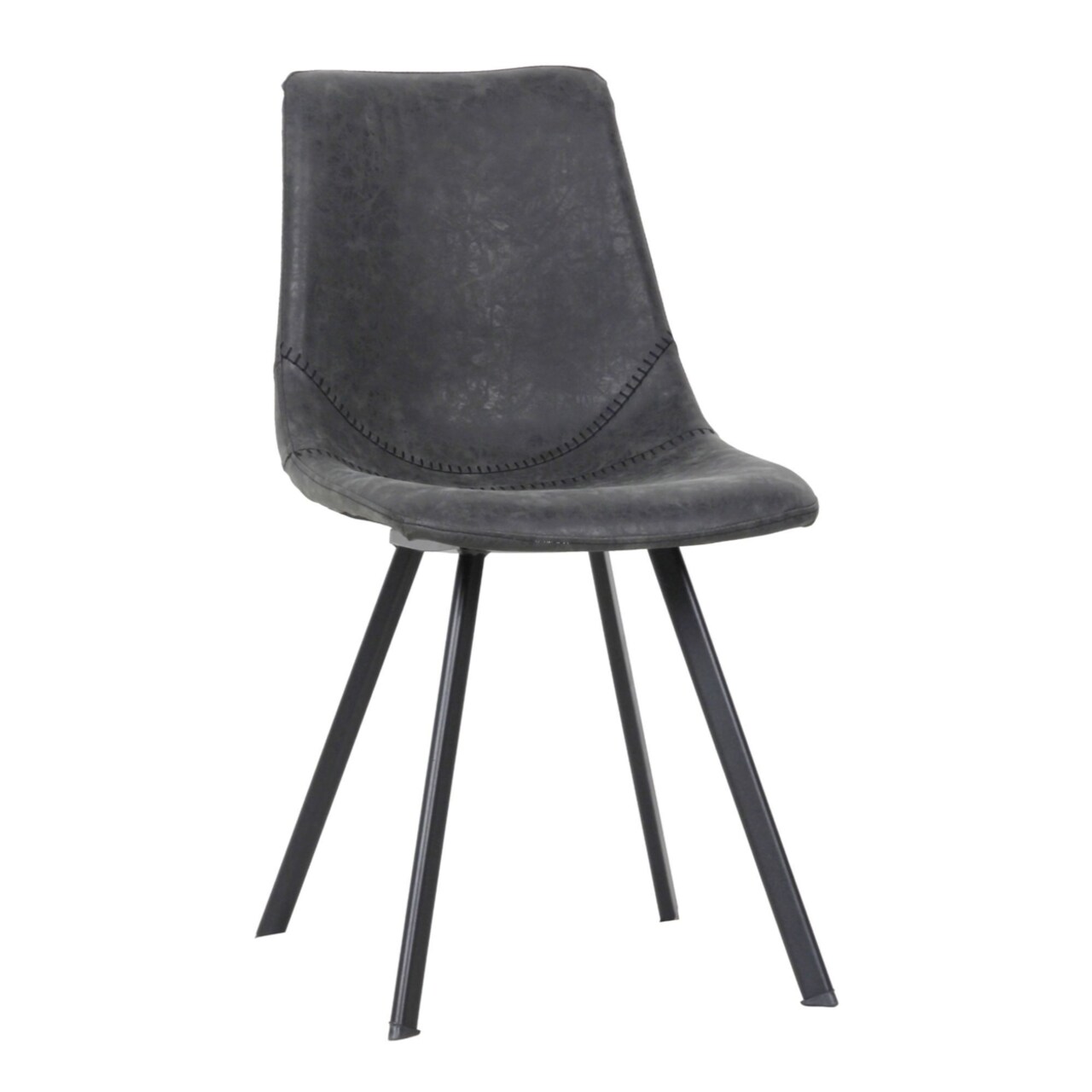 Leisuremod Markley Modern Leather Dining Chair With Metal Legs - Charcoal Black